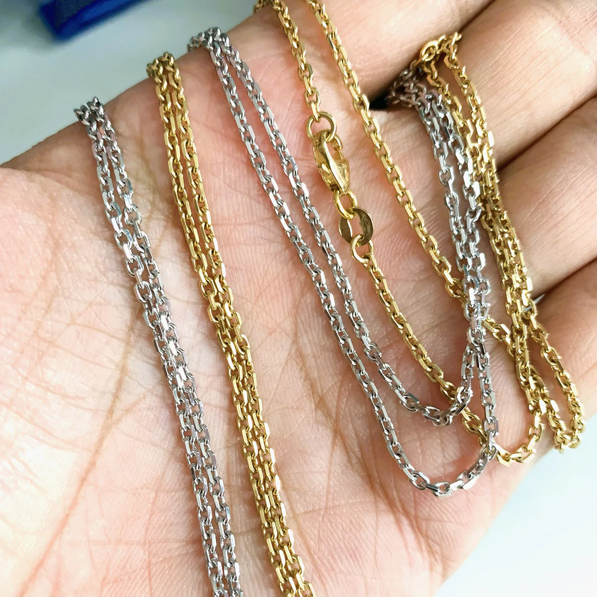 สร้อยคอทองคำแท้18k ทองคำขาว18k (75% gold) ผู้ชาย 2mm ยาว 24นิ้ว GN750-10