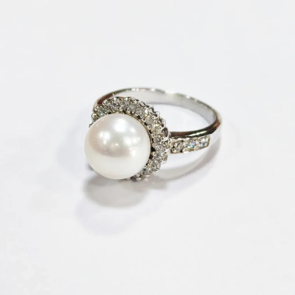 white pearl ring 925 silver 2