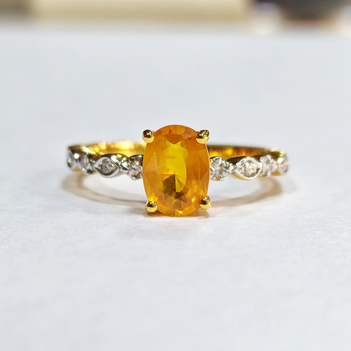 yellow sapphire 18k gold ring with diamond